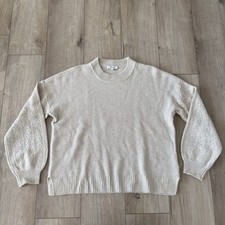 Women  s Madewell Wool Crewneck Oatmeal Sweater SZ M Multi Textured