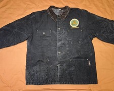 VINTAGE UNION LINE MADE IN USA BLACK CANVAS BLANKET LINED CHORE JACKET XL