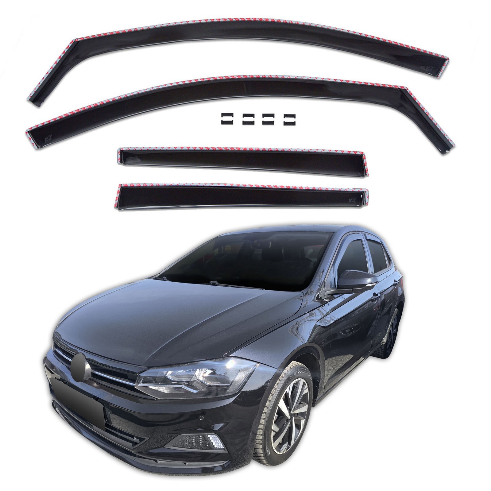 Déflecteurs d'air pour VW Polo 5 portes depuis 2017 - Kit complet 4 pièces noir fumé