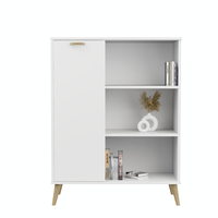 Fondi Sideboard Weiß Mit Regal TüRen Soft-Close Bucheholzgriff Und -FüßEn