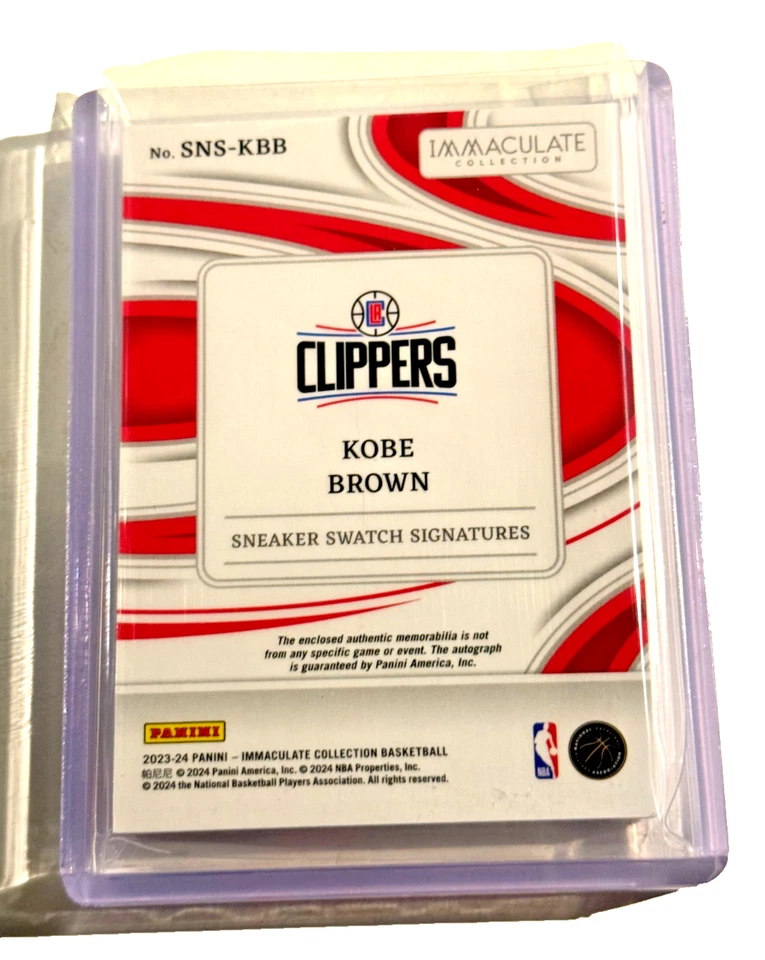 2023-24 Panini Immaculate Kobe Brown Red Sneaker Swatch Patch Auto RC RPA /25 - Image 2 of 2