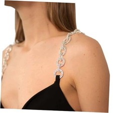 Sparkly Rhinestone Bra Straps Shinny Crystal Round Underwear Strap Bra Silver
