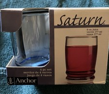 Vintage Anchor Hocking Saturn Blue Juice Glasses Set of 4- 3.5