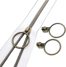 5 Antique Brass Metallic Nylon Coil Zippers by The Yard Bulk 10 Yards White Zip
