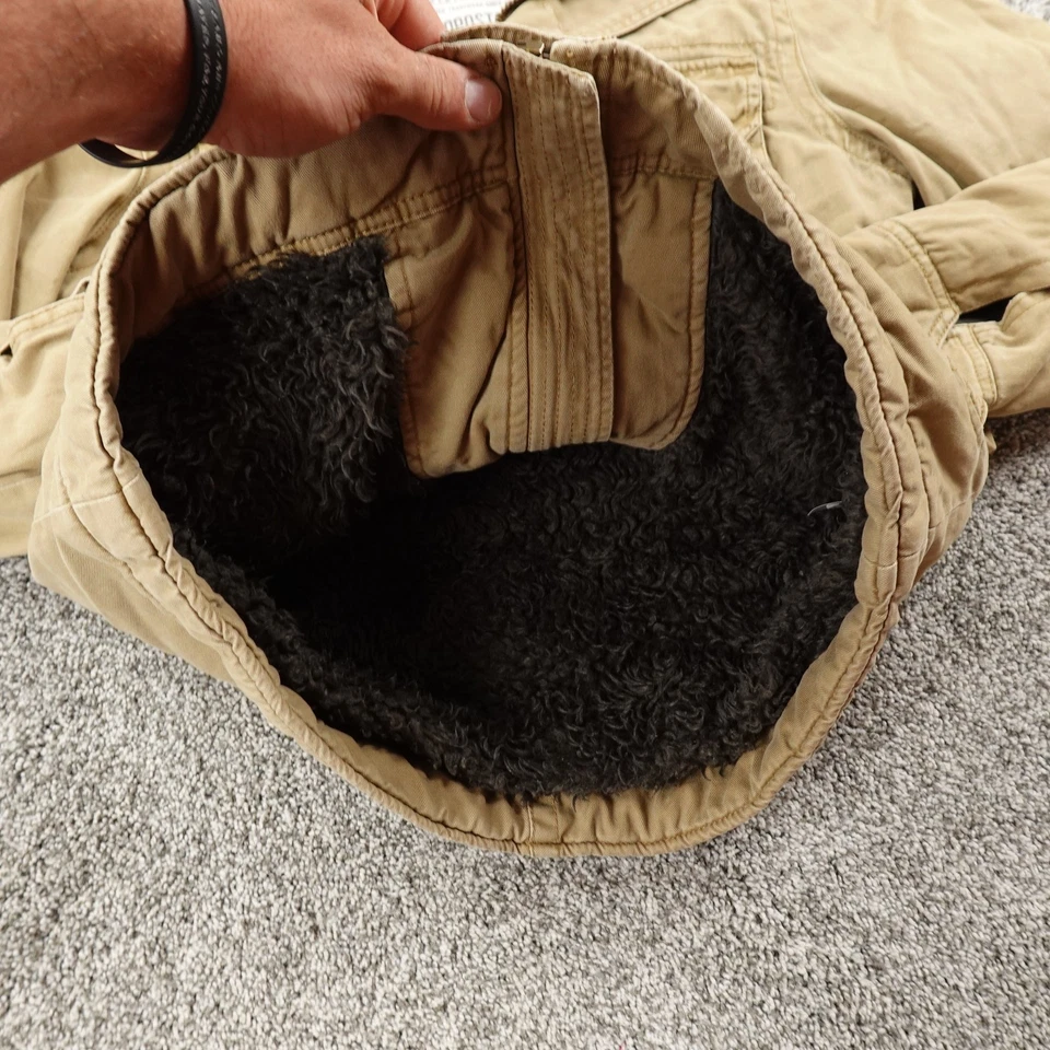 VTG Aeropostale Jacket Mens S Brown Sherpa Faux Fur Lined Adirondack Coat Y2K - Image 3 of 4