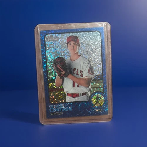 2022 Topps Heritage SHOHEI OHTANI Chrome Blue Sparkle🔥MVP/WORLD CHAMP🏆PSA 7