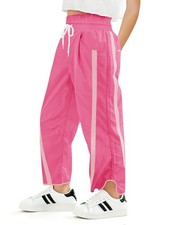 Haloumoning Girls Baggy Wide Leg Pants Kids Striped Elastic Waist Parachute T...