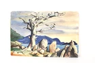 Mid Century Modernist Landscape Watercolor Painting On Paper Signed Craig Salley