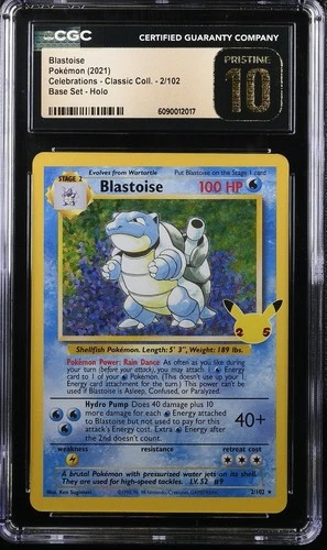CGC 10 PRISTINE Blastoise 2021 Celebrations Classic Collection 2/102 Pokemon