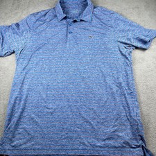 Vineyard Vines Performance Polo Shirt Mens Large Blue Red Striped Golf Whale L