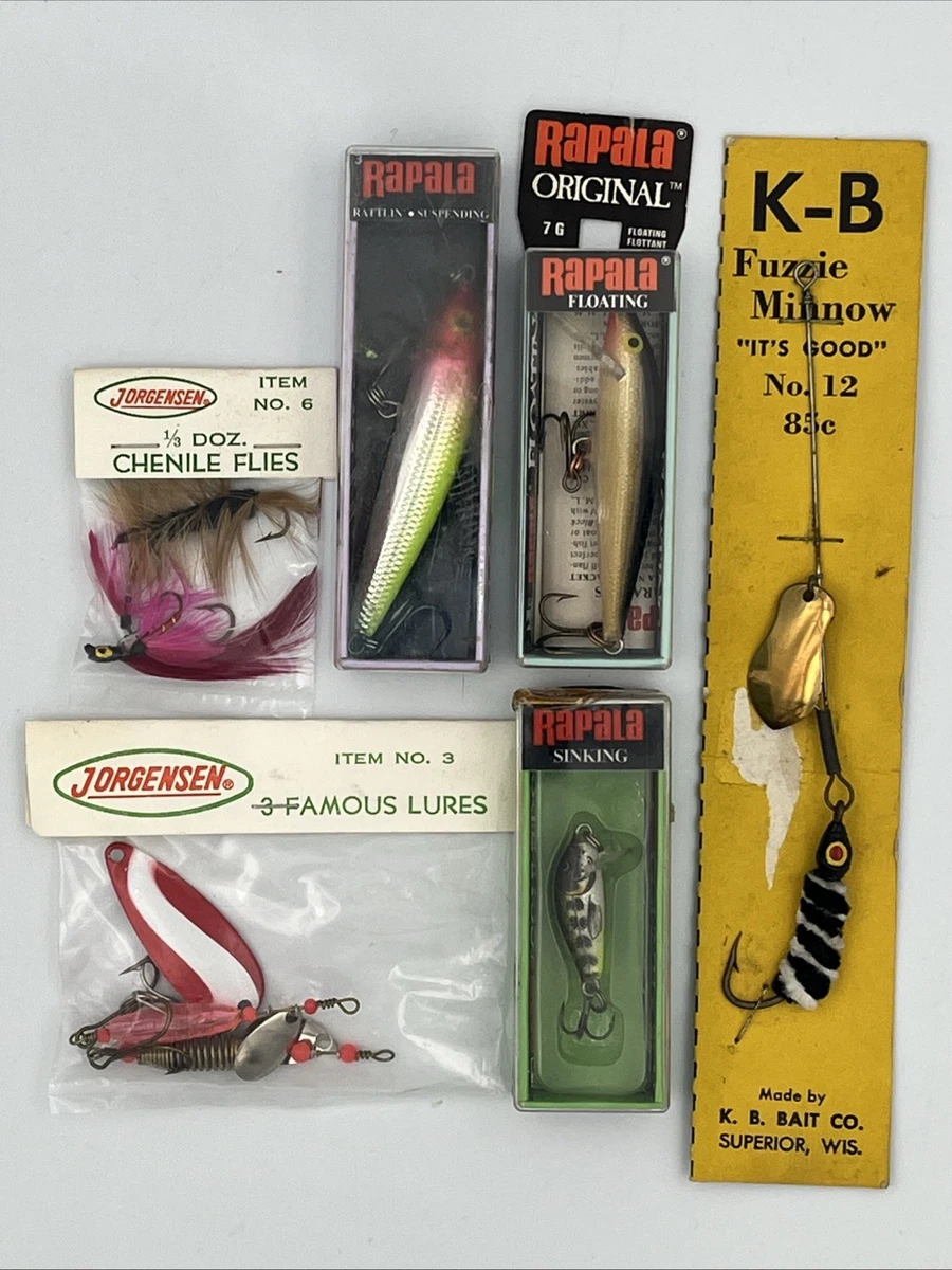 LOT VINTAGE 5 LEURRES DE PÊCHE RAPALA CRANKBAITS JERKBAIT