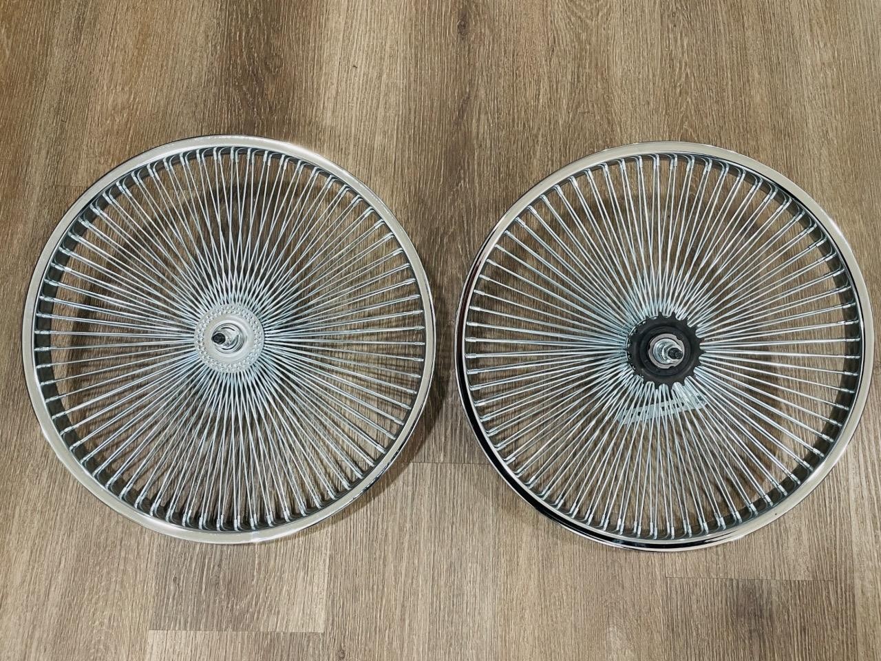 Pair 20" Lowrider Bicycle Dayton Chrome Wheels 144 Spokes Front & Rear 20x2.125