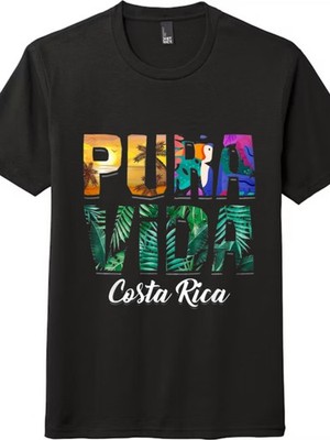 Pura Vida Costa Rica Tropical Graphic T-Shirt,Beach Vacation&Nature Inspired Tee