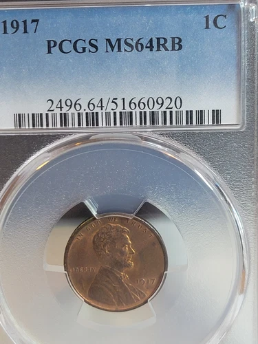 1917 lincoln cent Pcgs Ms64 RB .Error  Coin Planchet Bulge.