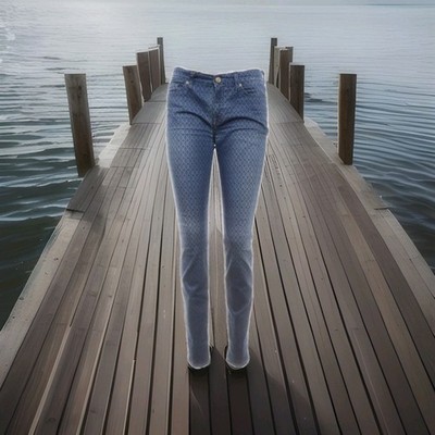 7 for All Mankind Jeans Hose Gr. 29 Baumwollmix Stretch, BLAU, GeoMuster- Top  