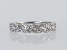 10K White Gold APX 1/4 CTW Round Baguette Diamond Weave Wedding Band AM1096240 
