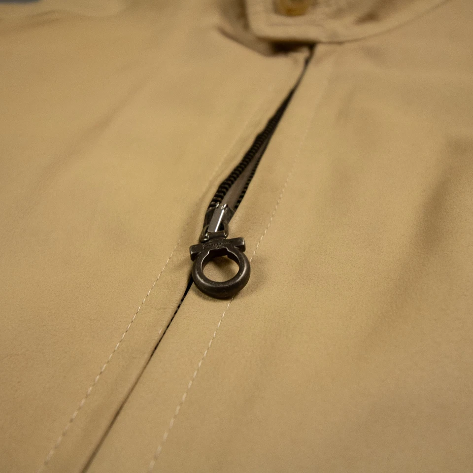 SALVATORE FERRAGAMO blouson cuir nappa beige IT 54 / L - XL Gancini zip veste - Photo 4/4