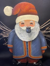 Vintage Primitive Santa Claus Wooden Hand Painted- Christmas Holiday Decor Folk