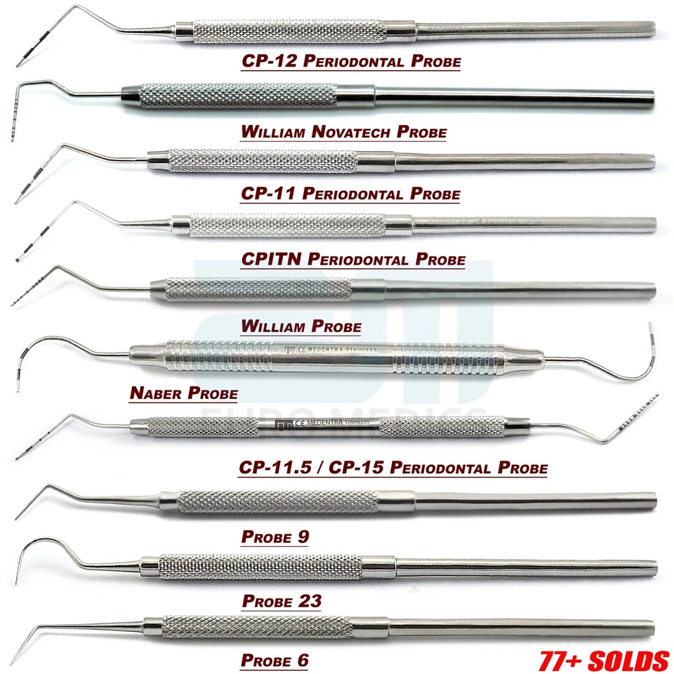 MEDENTRA UK Periodontal Probes Dental Tooth Diagnostic William CP12 Naber CPITN Pocket Depth