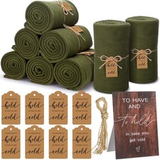 8pc Olive Green 50x60" Fleece Blankets, Wedding, Sleepover, Spa Favors w/ Tags
