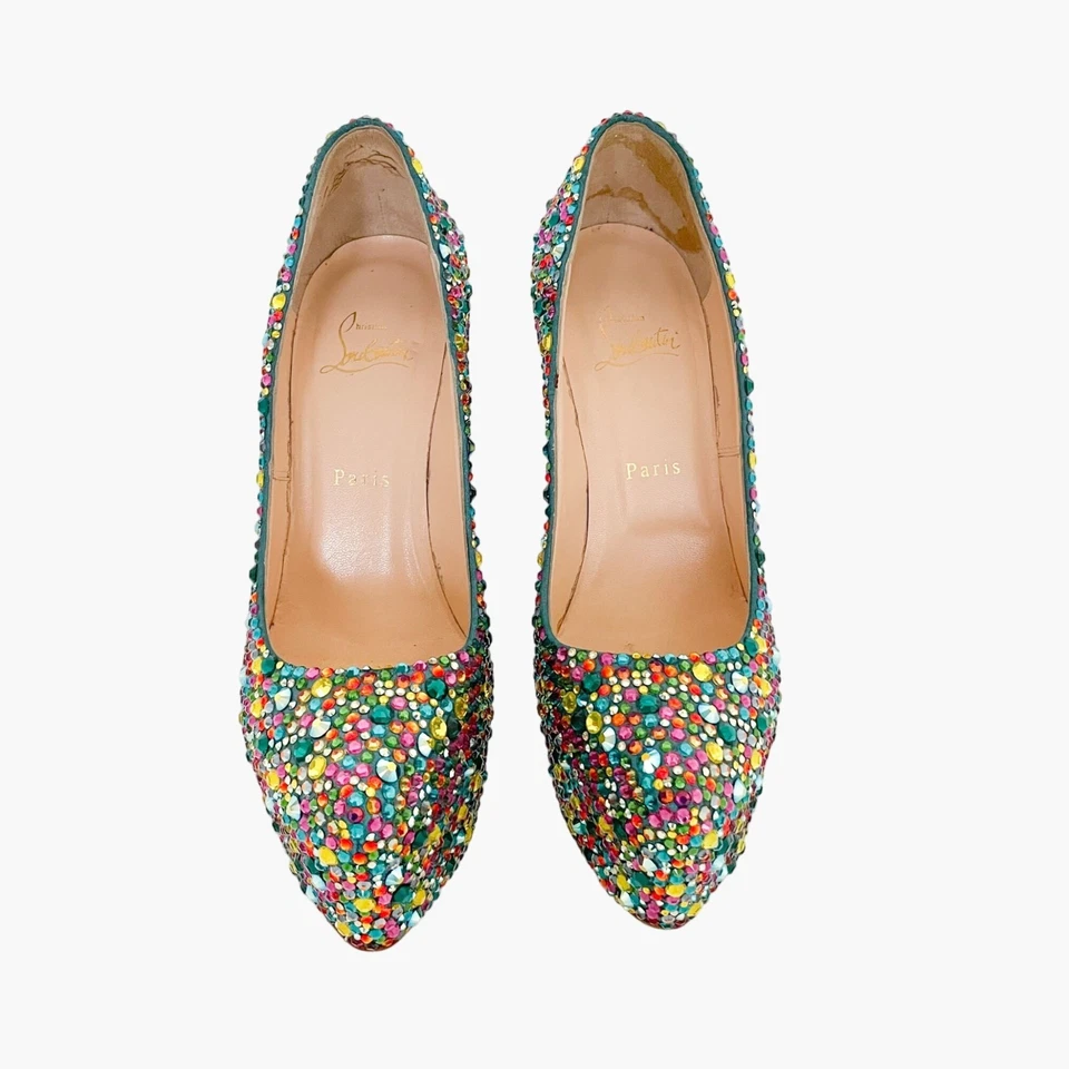 Christian Louboutin Narciso 160 Bombas EU 39.5 US 9.5 Multi Cristal Strass Foto 3 de 4