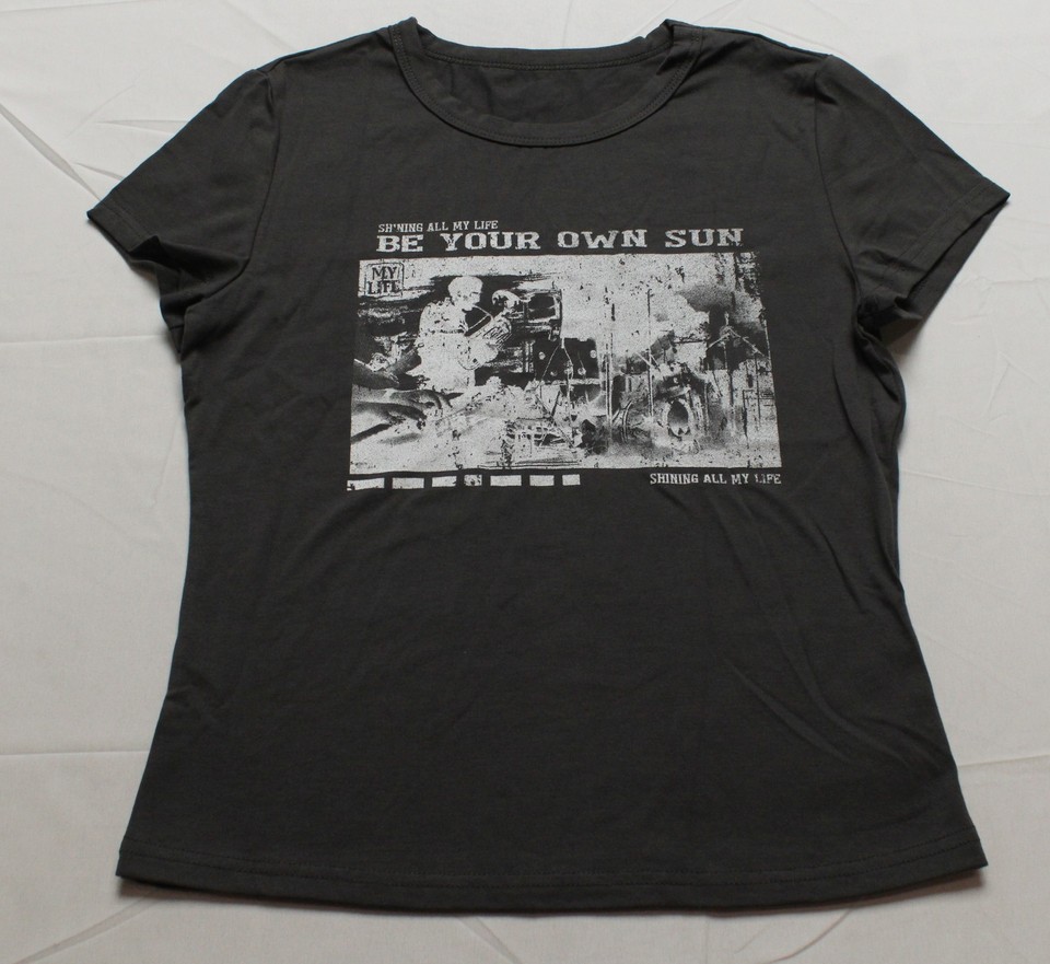 Shein EZwear Women's Basic Figure & Slogan Graphic Tee JL3 Gray Medium