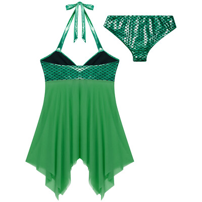 Womens Swimsuit Surfing Beachwear Vacation Mermaid Halter Swimdress Beach  Shiny | eBay