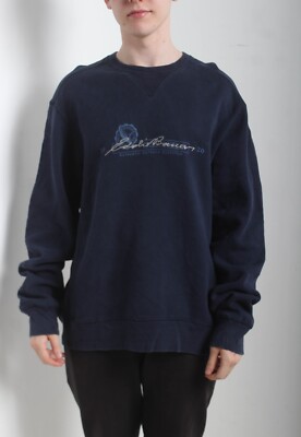 Vintage Eddie Bauer Herren Spellout Sweatshirt - Blau - Größe M (I1)