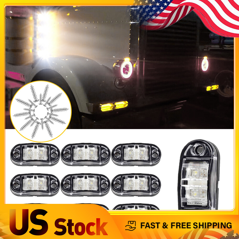 10 12V White LED Truck Car Trailer Lights Clearance RV Marker Lamps Super Bright