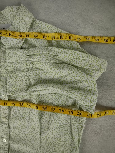 Kim Rogers Cotton Blend Green White Floral Pattern Button Down Shirt Size Large - Picture 8 of 12