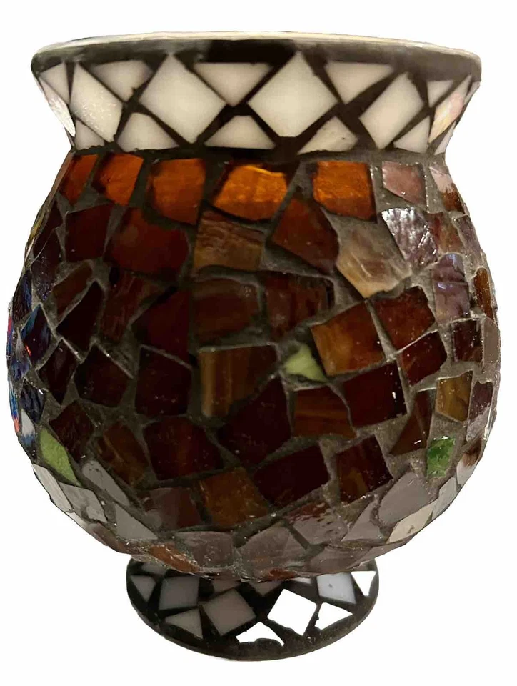 Extra Large Candle In Mosaic Glass Vase - Image 3 of 4