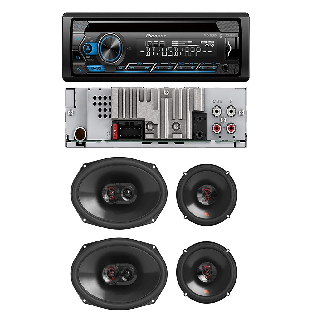 Pioneer DEHS4200BT CD/AM/FM Radio &JBL 6x9 & 6.5" Front/Rear Car Speakers
