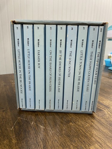 Vtg Complete 1971 Blue Box Set of 9 Little House on the Prairie Books PB Wilder