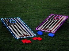 LED Cornhole Set, 4'x2'Regulation Size Cornhole Boards Games Set, Corn Holes Gam