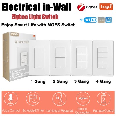 WIFI Smart Light Switch 1/2/3/4 Gang Neutral Wire Required Timer Voice Control