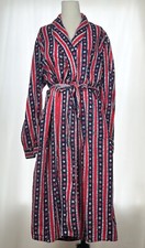 Pilgrim Robe Vintage Belted Striped Red White Blue Snowflakes Size Large 42/44