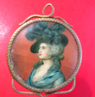 VICTORIAN ERA 1800S LADIES HAND MIRROR DESK PAINTED PORTRAIT BEVELED GLASS RARE — photo 2