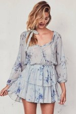 New LoveShackFancy Popover Mini Dress In Celestia Blue Size: XS Silk 