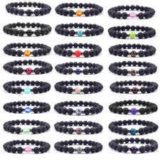 ARMBAND Armkette Damen Herren LAVASTEIN Hämatit Perlen Marmor  Lava Viking Natur