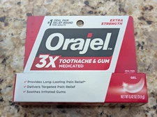 Orajel 3x Toothache & Gum Medicated Pain Relief Gel 0.42 oz exp: 06/26