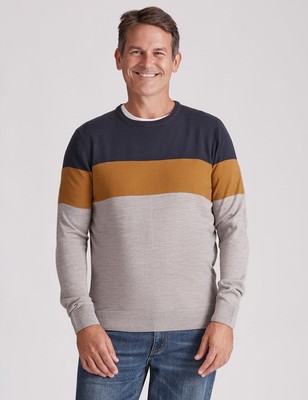 NEW Mens Rivers Crew Neck Block Stripe 