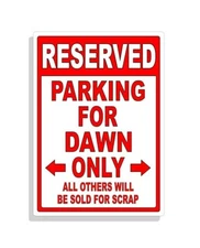Personalized Parking Sign Wall Decal Metal Sign No Parking Customized for Dawn