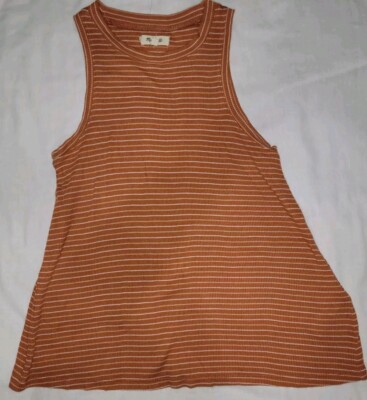Madewell Women's Orange Striped Circuit Ribbed Clare Tank Top Sz S