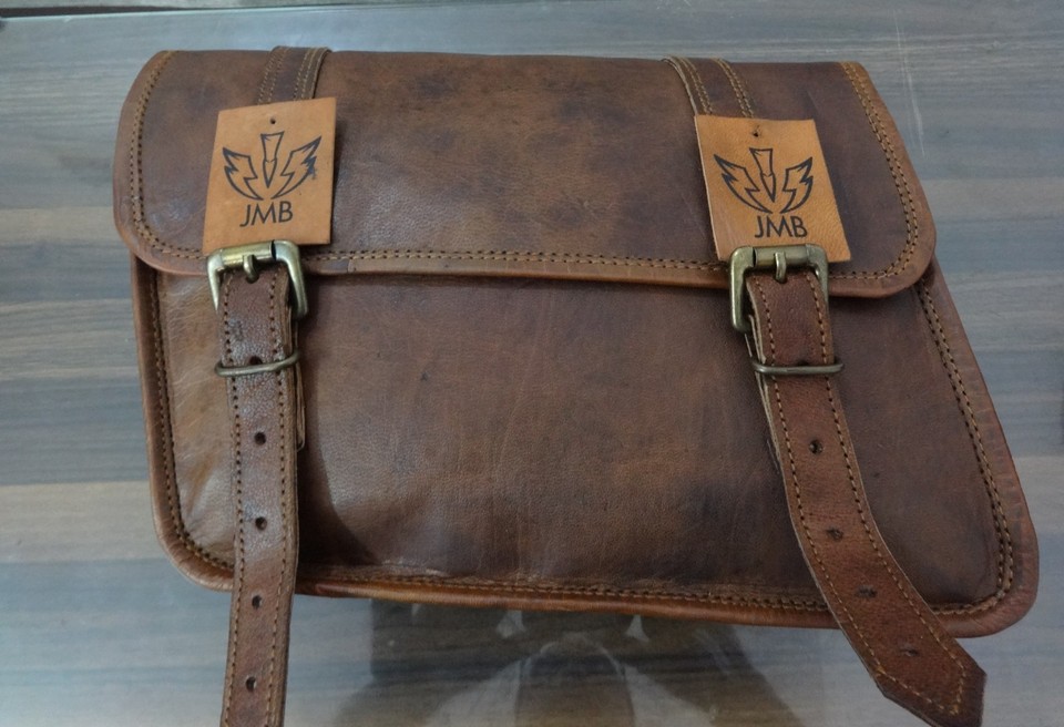 Quality Leather Motorcycle Saddle Bags Two Left Right Side 2 Pouch