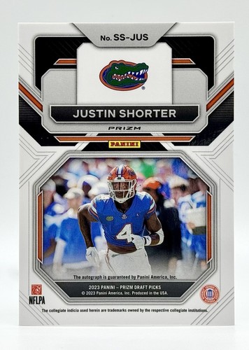 2023 Panini Prizm Draft Picks Sensational Green #77 Justin Shorter RC Auto Bills - Picture 2 of 2