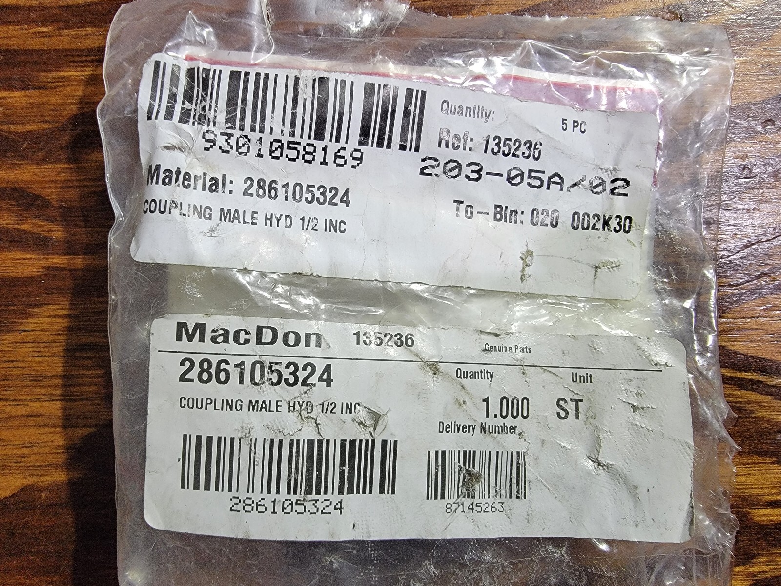 NEW MACDON 135236 COUPLING MALE HYD 1/2 INC | eBay