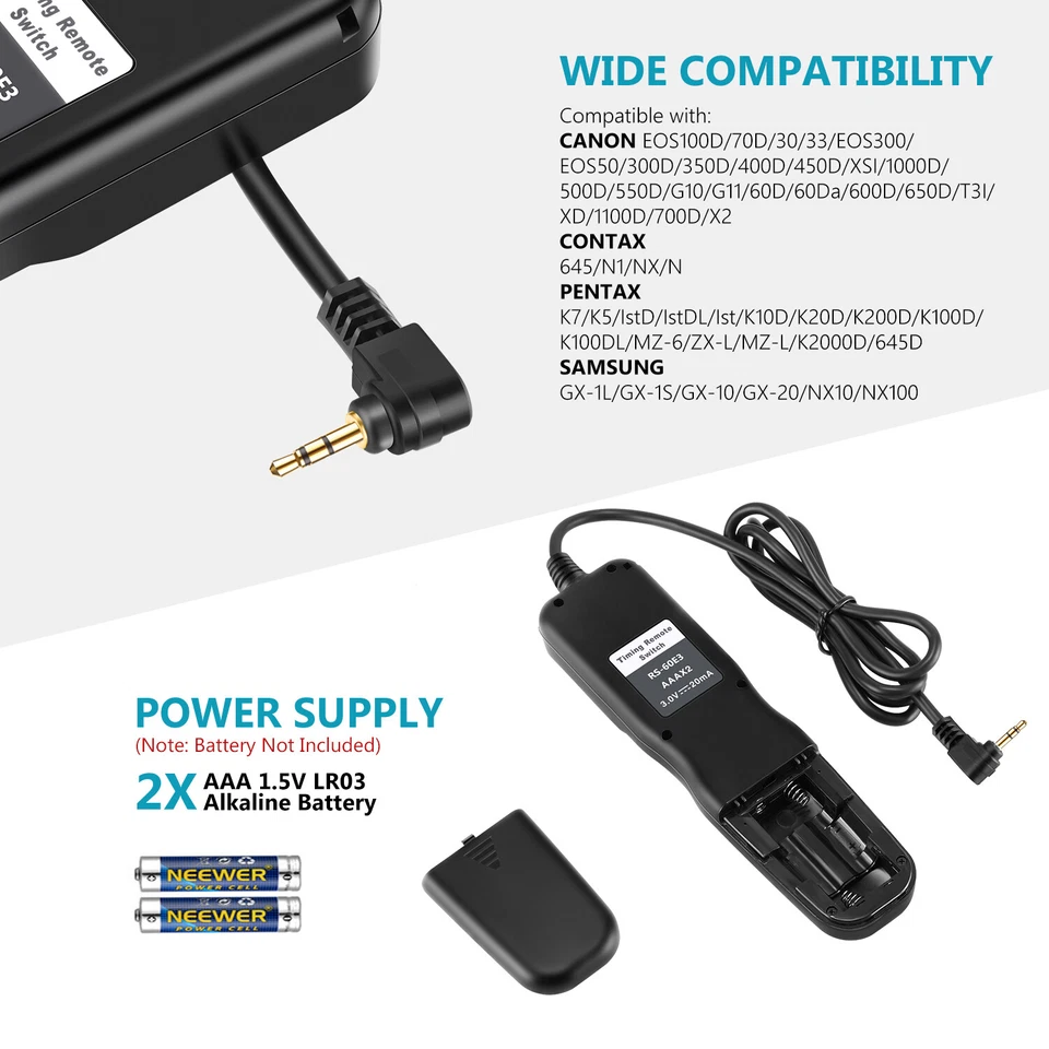 Neewer LCD Timer Shutter Release Remote Control for Canon EOS Digital Rebel - Image 3 of 4