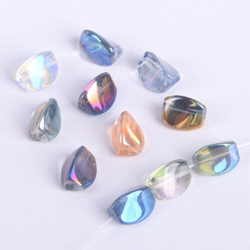 10 pièces perles lâches en verre plaqué triangle torsion 12 x 8 mm pour la fabrication de bijoux - Photo 1/15