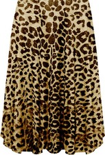 New Women' Ladies High Waist Band Stretch  Swing Flared Midi Skater Skirt