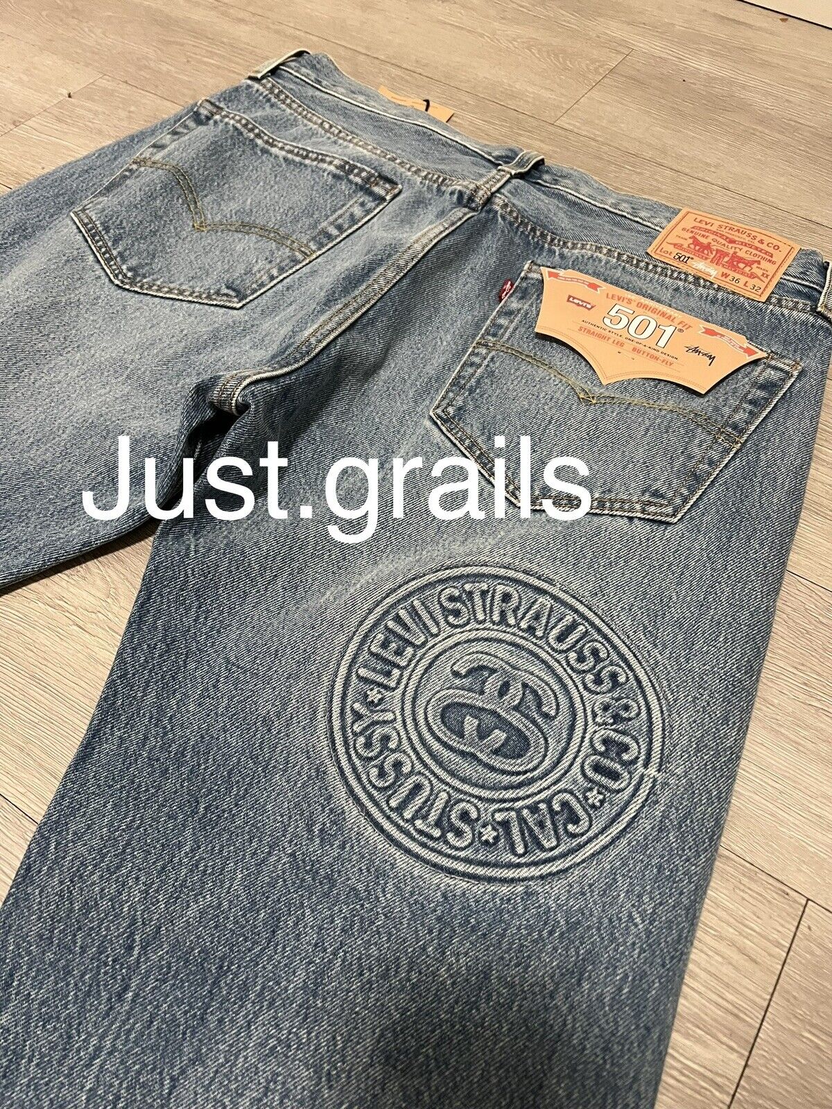 Stussy X Levi’s Jeans Embossed 501 New Ready To Ship Size 36